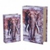 Boîte de livre Elephant 2 Unités Grey MDF Doublé Poly | Boîtes de livres Boîte de livre décorative Boîte à bois 7x18x27cm