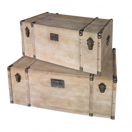 Valises Stockage 2 Unités Bois brun et PolyPiel | Vancière Vintage Coulin Vintage Vancies 40x41x78cm