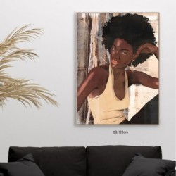 Brown peinture africaine Photo | Boîte de boîte de boîte décoration Salon photos pour les chambres modernes 123x5x83cm