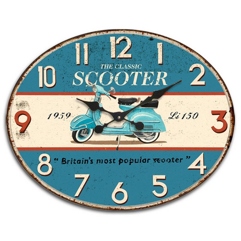 Scooter mural Scooter Blue MDF | Mur de mur de montre Vintage Wall Vintage Wall 39x1x49cm