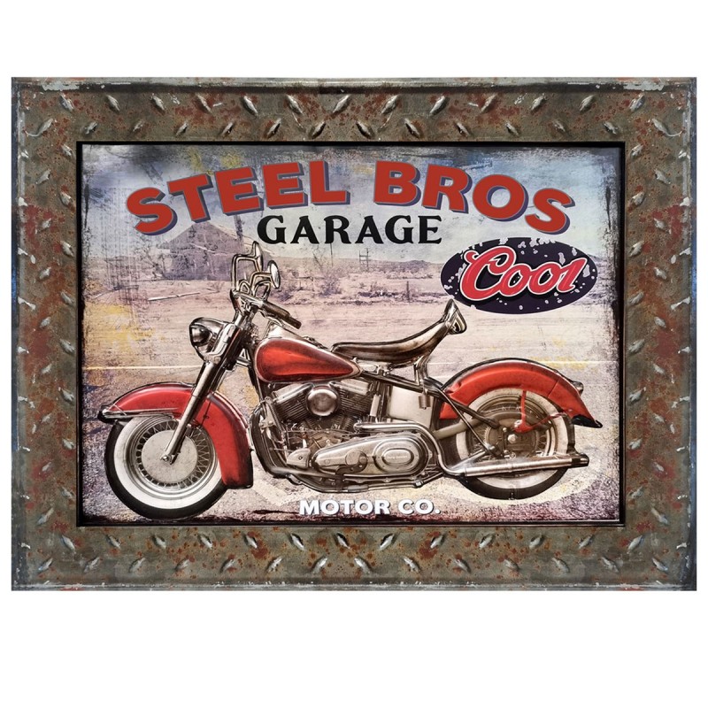 Plaque de moto Métal de garage rouge | Décoration de la plaque métallique Décoration murale mur métal 45x1x60cm