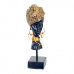 Figure africaine avec base de résine noire | Figure africaine Figures décoratives Salon de décoration 23x6x10cm