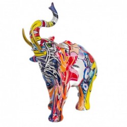 Figure Résine d'éléphant multicolore | Figure d'éléphant Figures décoratives Décoration Salon 19x8x16cm