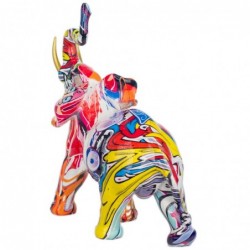 Figure Résine d'éléphant multicolore | Figure d'éléphant Figures décoratives Décoration Salon 19x8x16cm