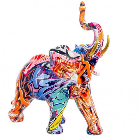 Figure Résine d'éléphant multicolore | Figure d'éléphant Figures décoratives Décoration Salon 23x10x20cm