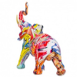 Figure Résine d'éléphant multicolore | Figure d'éléphant Figures décoratives Décoration Salon 23x10x20cm