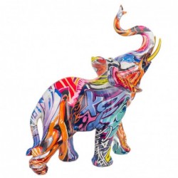 Figure Résine d'éléphant multicolore | Figure d'éléphant Figures décoratives Décoration Salon 23x10x20cm