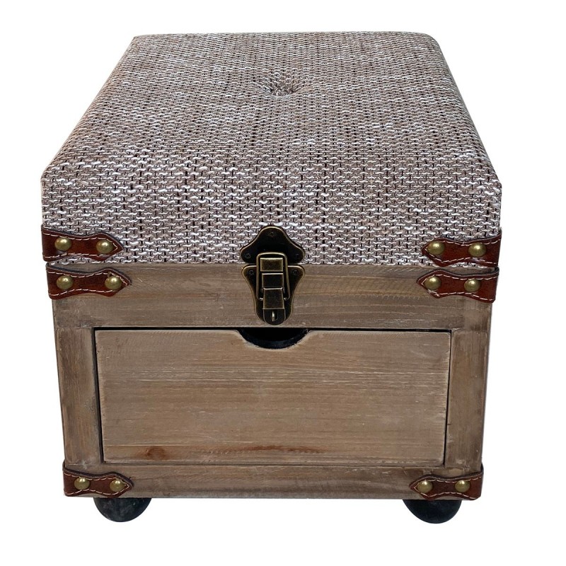 Baúl avec tiroir brun de MDF et PVC | Vintage Suitcase Trunk Vintage Suitcases Décoration 38x35x35cm