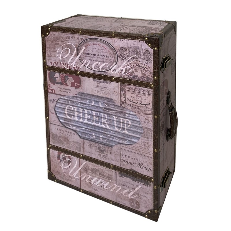 Baúl Guardaropa Brown de MDF et PVC | Vintage Suitcase Trunk Vintage Vancies 60x20x40CM