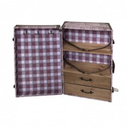 Baúl Guardaropa Brown de MDF et PVC | Vintage Suitcase Trunk Vintage Vancies 60x20x40CM