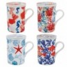 Tasse - Coupe avec filtre 4 unités Porcelaine multicolore | Théière chinoise de théière en verre de tasse 11x8x11cm