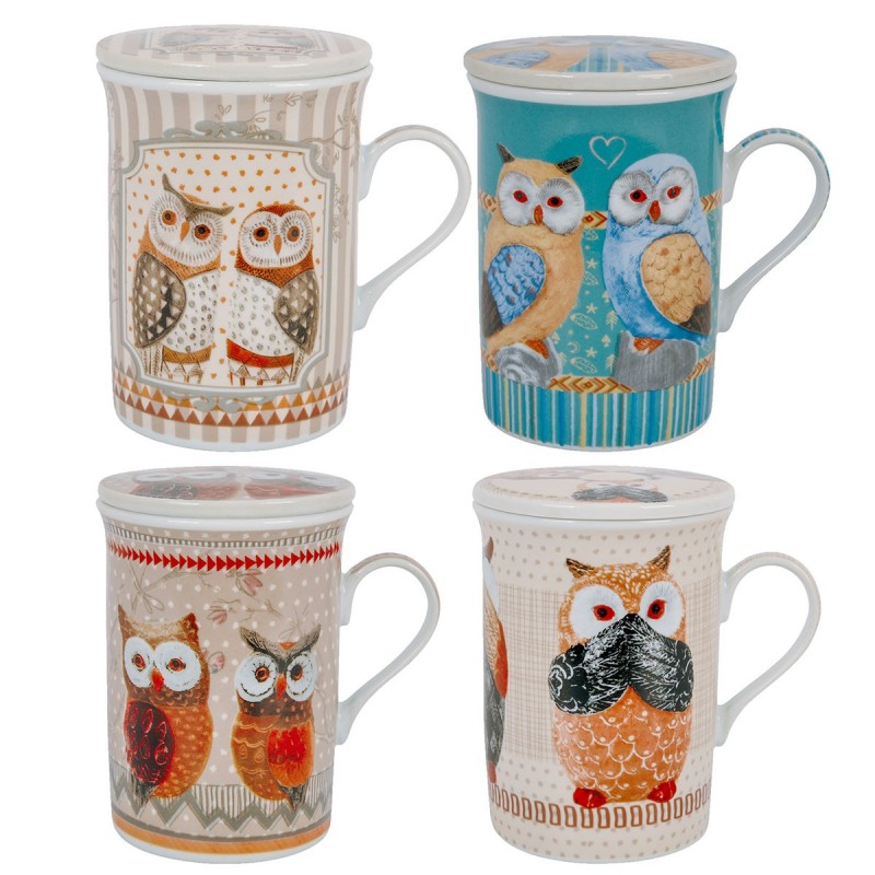 Tasse - Coupe avec filtre 4 unités Porcelaine multicolore | Théière chinoise de théière en verre de tasse 11x8x11cm