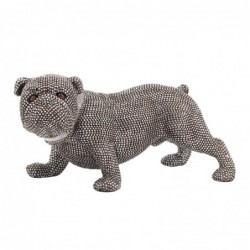 Figure Chien Bulldog argent de résine | Figurines de chien Figurines décoratives Décoracion Salon 20x20x39cm