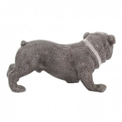 Figure Chien Bulldog argent de résine | Figurines de chien Figurines décoratives Décoracion Salon 20x20x39cm