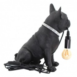 Lampe Bulldog French Resine Black | Lampe de lampe de pied Table de soirée Morocci Lampes 29x15x25cm