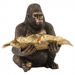 Figure Gorilla avec résine de feuilles d'or | Gorilla Figure Figurines décoratives Décoration Salon 38x31x39cm