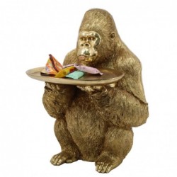 Figure Gorilla avec plat de résine doré | Figure Gorilla Figure décorative Décoration Salon 44x31x34cm