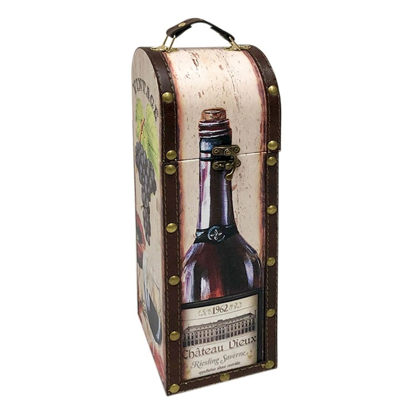 Box Brown Wine of MDF Tissu peint | Bouteilles bouteilles bouteilles empilables bois 36x11x11cm