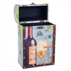 Blue MDF Wine Case Tissu peint en tissu | Bouteilles bouteilles bouteilles empilables bois 36x12x21cm