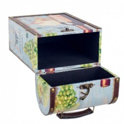 Blue MDF Wine Case Tissu peint en tissu | Bouteilles bouteilles bouteilles empilables bois 36x12x21cm