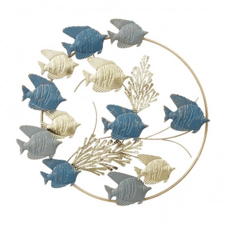 Adonor Wall Fish Blue Metal | Mandalas de métal applique Mandalas décoratifs mur de décoration 79x6x80cm