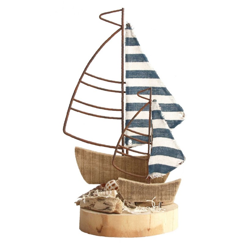 Bateau de voilier brun bois | Modèle de bateau Mockup Mockup Wood 26x12x17cm