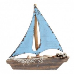 Boat Bleu Bleu Bleu | Modèle de bateau Mockup Voilier Wood 32x4x31cm