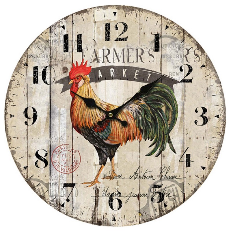 Wall Wall Rooster Orange de MDF | Montre Vintage Watch Wall Mur Vintage 34x4x34cm