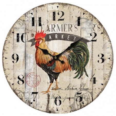 Wall Wall Rooster Orange de MDF | Montre Vintage Watch Wall Mur Vintage 34x4x34cm