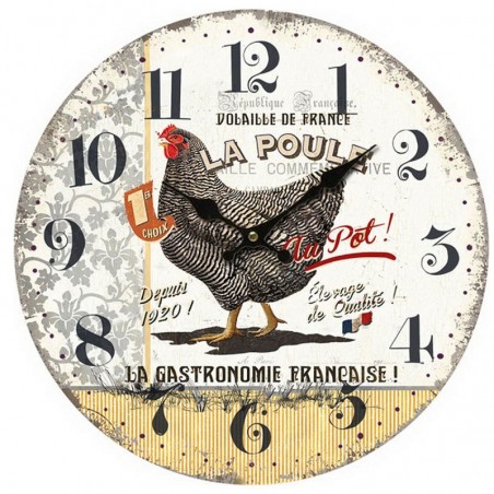 MDF White Hen Watch | Montre Vintage Watch Wall Mur Vintage 34x4x34cm