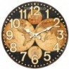 Horloge MapMundi Marron MDF | Montre Vintage Watch Wall Mur Vintage 34x4x34cm