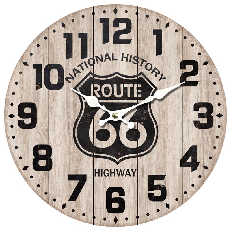 Route murale 66 MDF Brown | Montre Vintage Watch Wall Mur Vintage 34x4x34cm