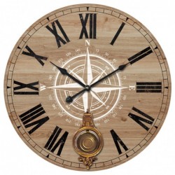 Horloge murale brune MDF | Montre horloge murale murale vintage Vintage 58x4x58cm