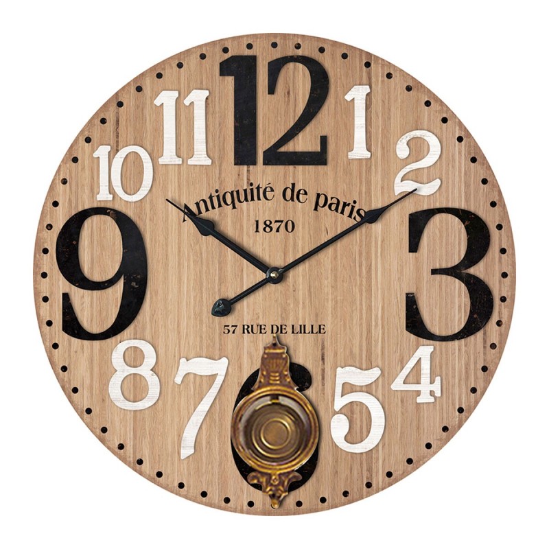 Horloge murale brune MDF | Montre horloge murale murale vintage Vintage 58x4x58cm