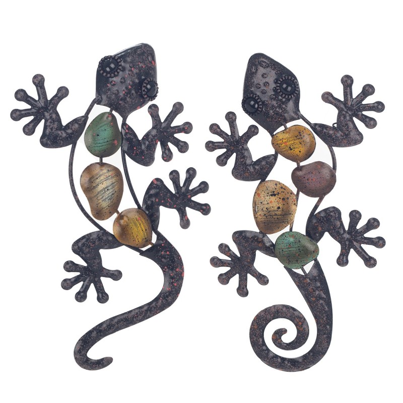 Lézards Pq. Comprend un ensemble de 2 ornements muraux en applique en métal de la collection rustique