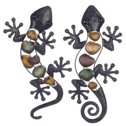 Lizards Gr. Comprend un ensemble de 2 unités d'ornement mural de collection rustique d'appliques en métal