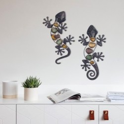 Lizards Gr. Comprend un ensemble de 2 unités d'ornement mural de collection rustique d'appliques en métal