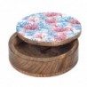 Boîte ronde de corail bleu en bois | Boîte de stockage de boîte de meubles avec couvercle 7x21x21cm