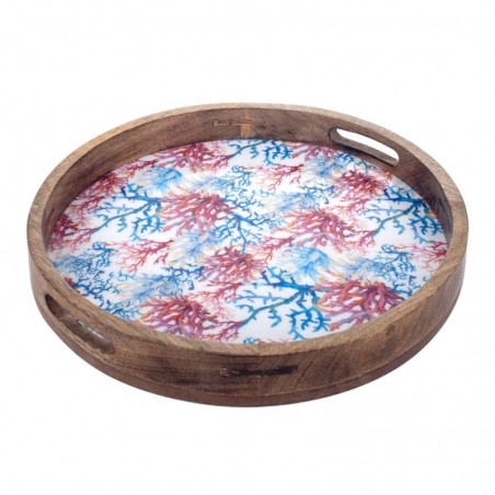 plateau rond de corail bleu en bois | Plats rectangulaires plats rectangulaires 5x35x35cm