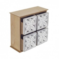 Organisation de bijoux 4 tiroirs bruns de MDF | Boîte de stockage de boîte de meubles avec couvercle 24 x 10x24 cm