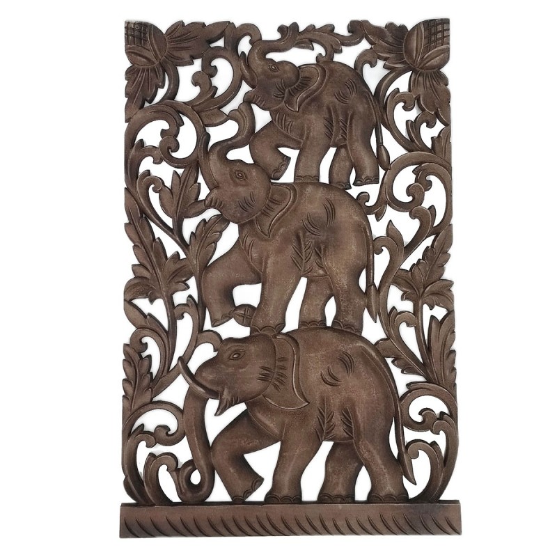 Mdf Brown Elephant Wall | Plaque en bois assiette décorative plaques décoratives mur 70x1x45cm