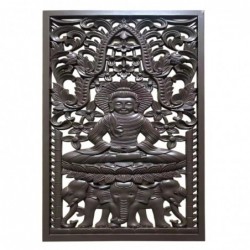 Mdf Brown Bouddha Mur | Plaque en bois assiette décorative plaques décoratives mur 70x1x45cm