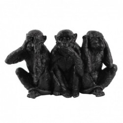 Figure 3 Singes de résine noire | Figure mono décoration décoration moderne Figures 17x11x28cm