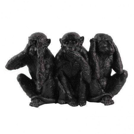 Figure 3 Singes de résine noire | Figure mono décoration décoration moderne Figures 17x11x28cm