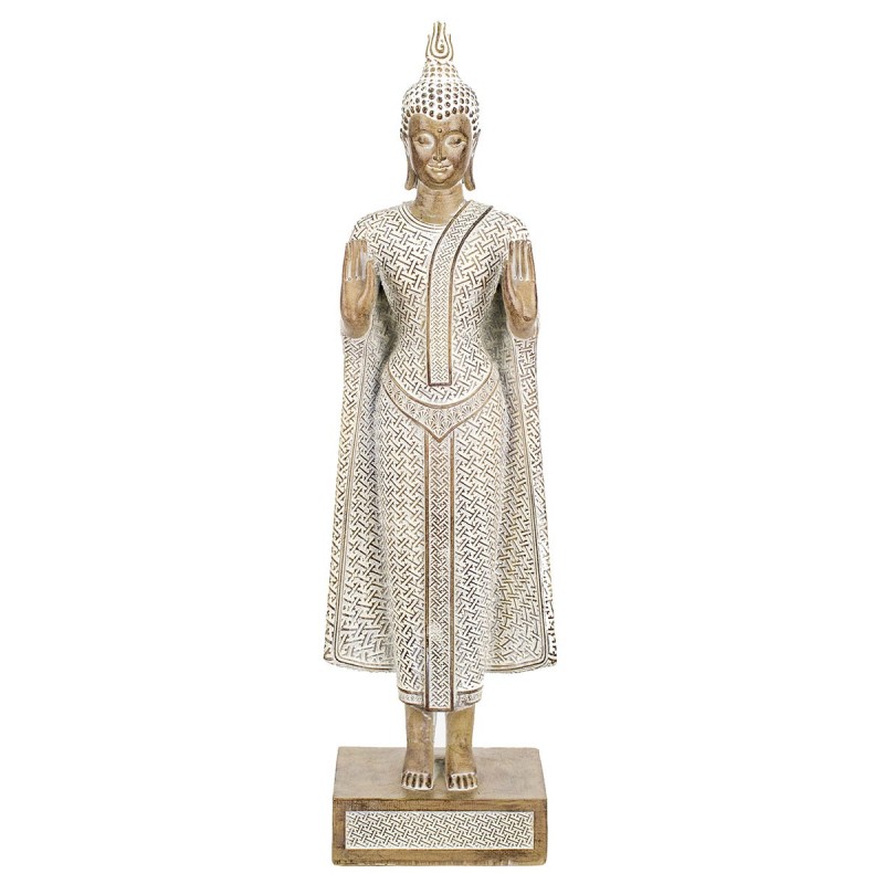 résine blanche Bouddha | Bouddha Figure Resin Figures pour le jardin Figure Resin Figure Decoration 40x7x12cm