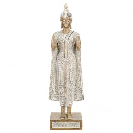 résine blanche Bouddha | Bouddha Figure Resin Figures pour le jardin Figure Resin Figure Decoration 40x7x12cm