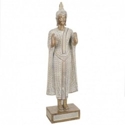 résine blanche Bouddha | Bouddha Figure Resin Figures pour le jardin Figure Resin Figure Decoration 40x7x12cm