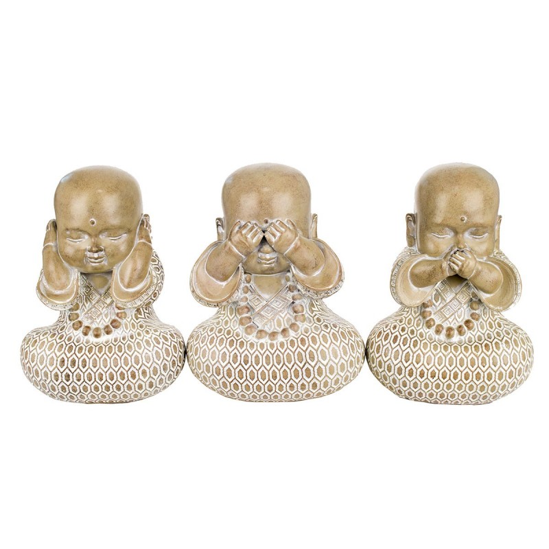 Bouddha Figure 3 Unités de résine brune | Bouddha Figure Resin Figures pour la décoration de figurines de jardin 19x11x14cm