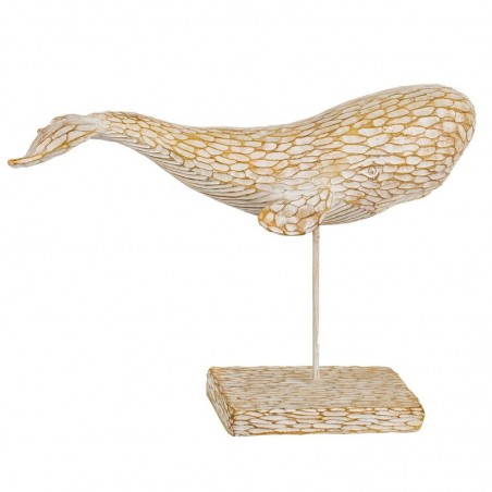 Figure baleine avec base de résine dorée | Figure marine figure marine figures 26x11x32cm