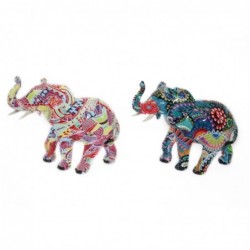 Elephant Figure 2 Unités Résine multicolore | Figure d'éléphant Figures de résine pour le jardin 9x5x10cm